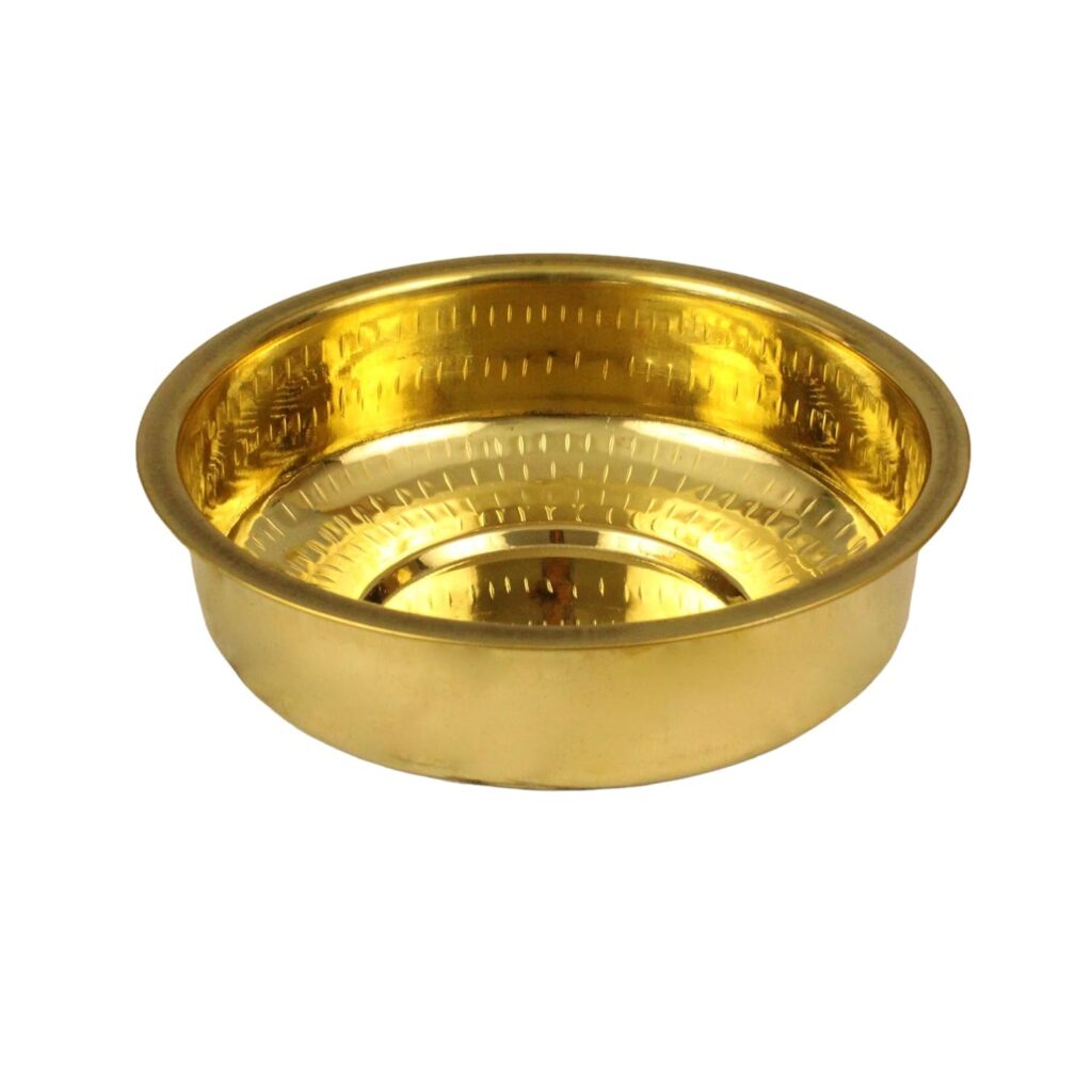 Handcrafted pure brass cooking utensil patile for Indian sweets and milk