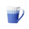 Elegant handcrafted blue ceramic mug with grooved design