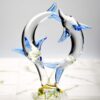 Decorative multicolour glass dolphin showpiece