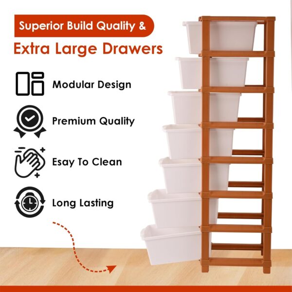 Foldable multipurpose storage organizer with durable plastic drawers