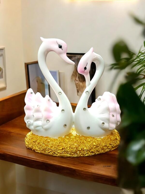 Handmade marble swan pair decorative tabletop showpiece