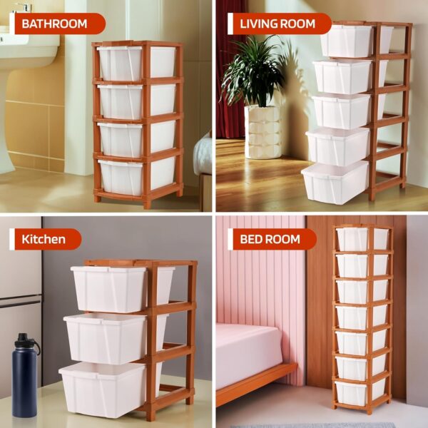 Large 7-layer plastic storage cabinet for organizing toys, files, and essentials