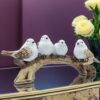 Handcrafted white bird couple figurine for tabletop decoration