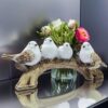 Decorative white bird pair accent for living room shelf