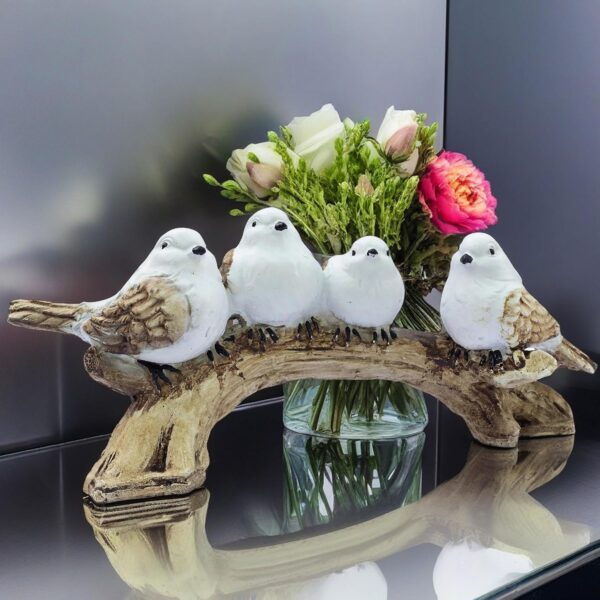 Decorative white bird pair accent for living room shelf