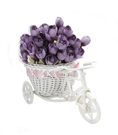 Elegant cycle shape flower vase for home decor with artificial flowers