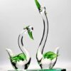 Transparent green glass duck showpiece for interior design