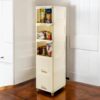 Durable plastic wardrobe with shelves for clothes storage and organization