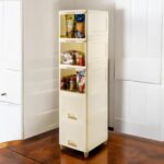 Durable plastic wardrobe with shelves for clothes storage and organization