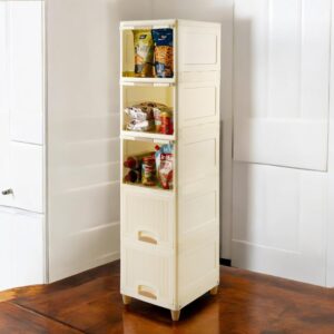 Durable plastic wardrobe with shelves for clothes storage and organization