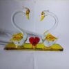 Romantic table decor glass swan pair with heart shape