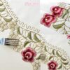 Washable satin fabric table runner with embroidered classic flowers