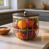Large metal basket for fruits, vegetables, and fresh groceries
