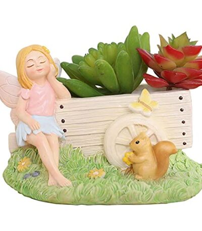 Fairy cart pot for home and garden décor