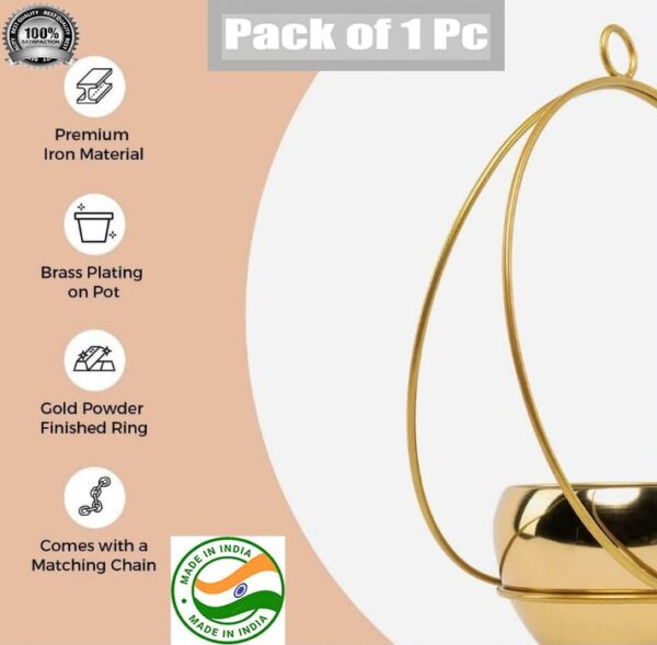 Stylish metal flower pot with hanging chain for garden decor