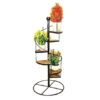Spiral stair-shaped iron and wooden planter stand for indoor plants