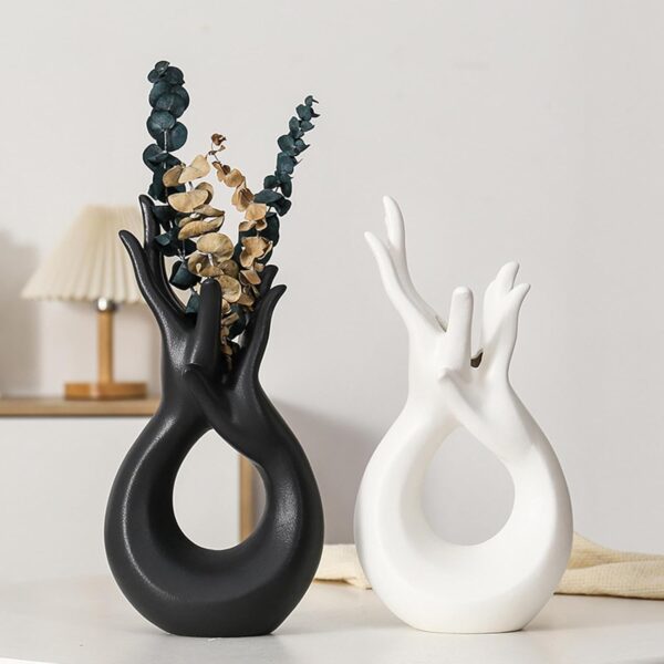 Ceramic artistic hand vase for luxury home décor