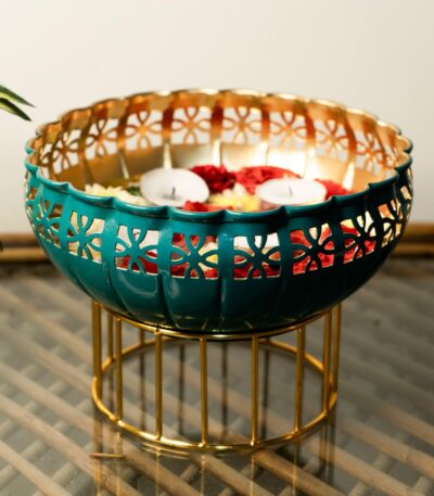 Traditional Indian urli bowl for floating flowers and candles