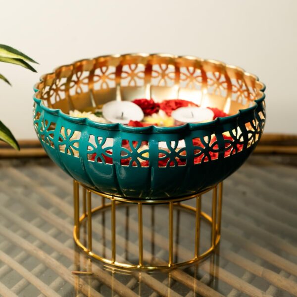 Traditional Indian urli bowl for floating flowers and candles