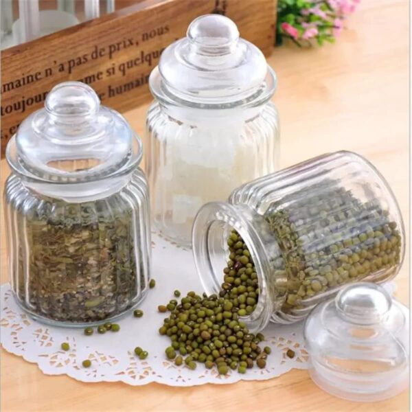 Glass pop jar set for storing dry fruits, nuts, and snacks