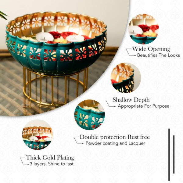 Floating flower urli bowl with stand for pooja or rituals