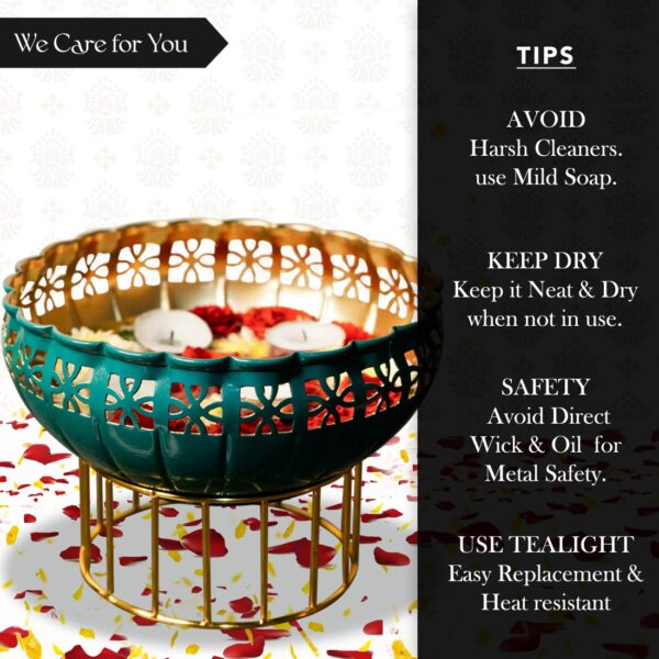 Antique-style urli bowl with stand