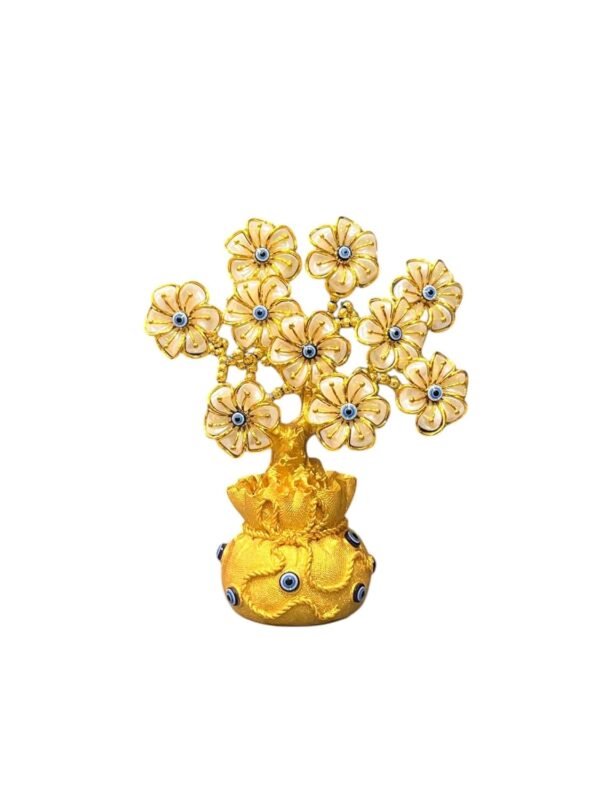 Golden evil eye crystal tree showpiece for positive energy and good luck