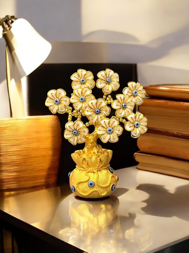 Handcrafted golden crystal tree showpiece for prosperity and wealth