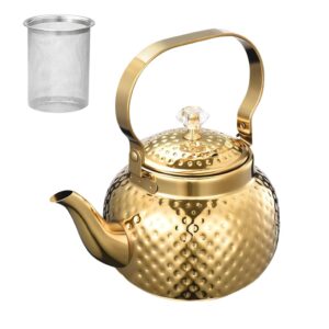 Shiny golden stainless steel kettle for boiling tea and coffee