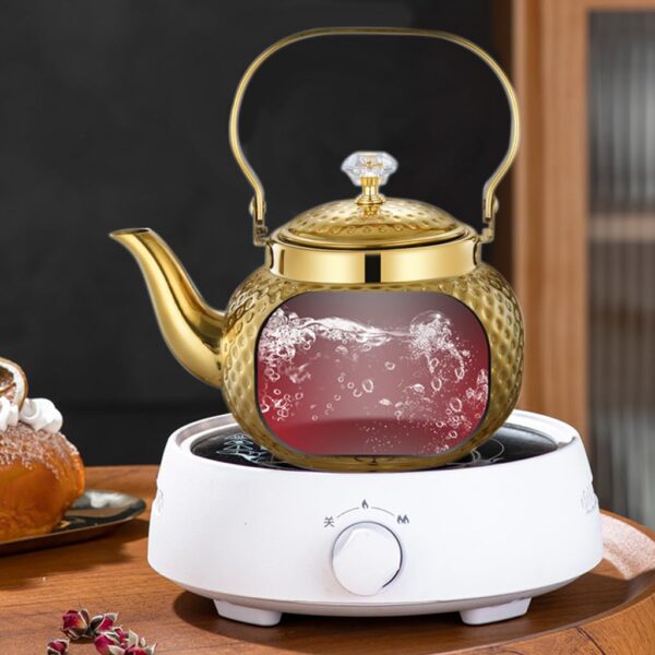 Stylish modern stainless steel kettle for hot beverages