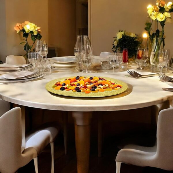 Exquisite brass serving plate with intricate Indian floral patterns