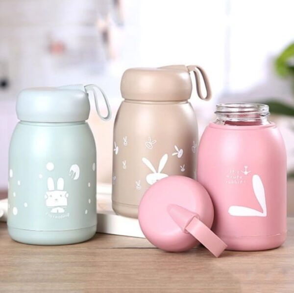 Portable glass bottle with rabbit print for kids and adults