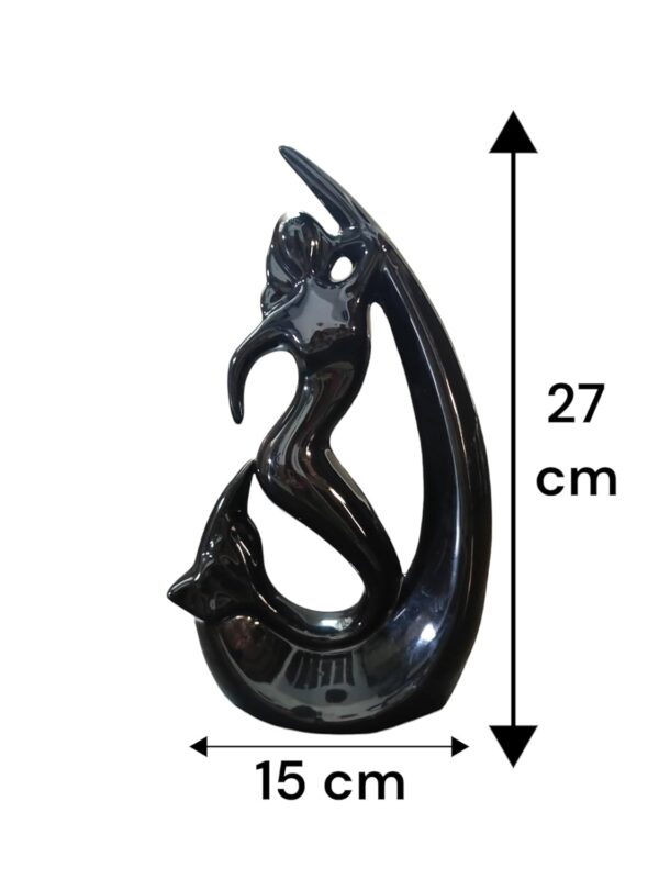 Beautiful mermaid sculpture in black ceramic for tabletop décor