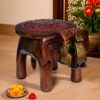 Handcrafted Wooden Elephant Stool Showpiece for Home Décor