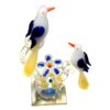 Transparent glass bird couple for festive home decoration