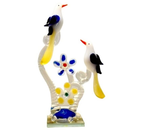 Transparent glass bird pair for shelf, table, or desk decoration