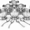 Stylish lotus-shaped stainless steel ice cream cup set
