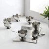Lotus design stainless steel ice cream bowls with spoon for entertaining