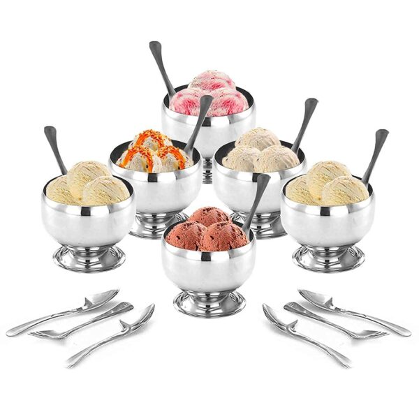 Elegant Stainless Steel Dessert Cup with Spoon for Ice Cream and Sweets