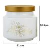 Decorative printed glass jar with airtight lid and round shape