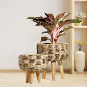 Jute handmade twisted natural rope planter for indoor plants