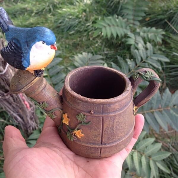 Elegant handicraft watering can bird planter flower pot