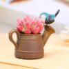 Artistic bird handicraft flower pot in kettle watering can style