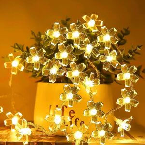 Warm white 14 LED flower string lights for home decoration