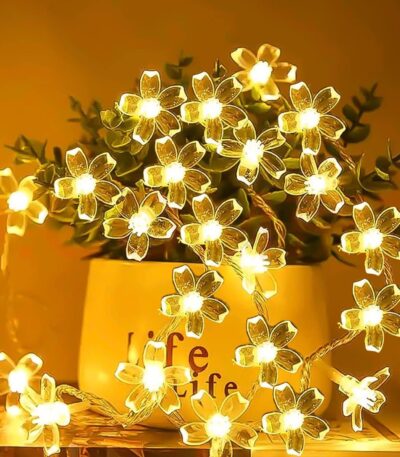 Warm white 14 LED flower string lights for home decoration