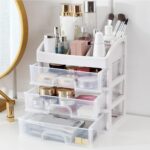 Large Capacity 3-Layer White Makeup Organizer with Drawers