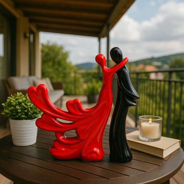 Modern hugging couple showpiece symbolizing love and passion