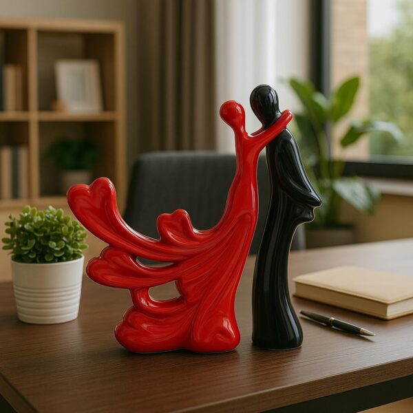 Modern romantic home decor sculpture of embracing couple