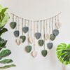 Boho-style macrame feather wall décor for living room and bedroom