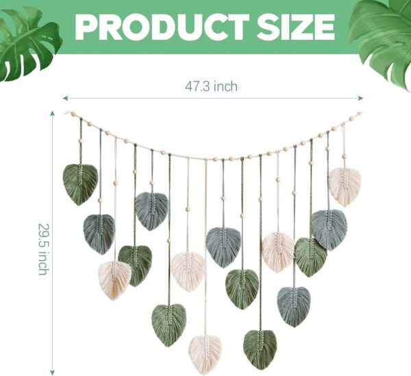 Elegant macrame leaves tapestry made from natural cotton cord